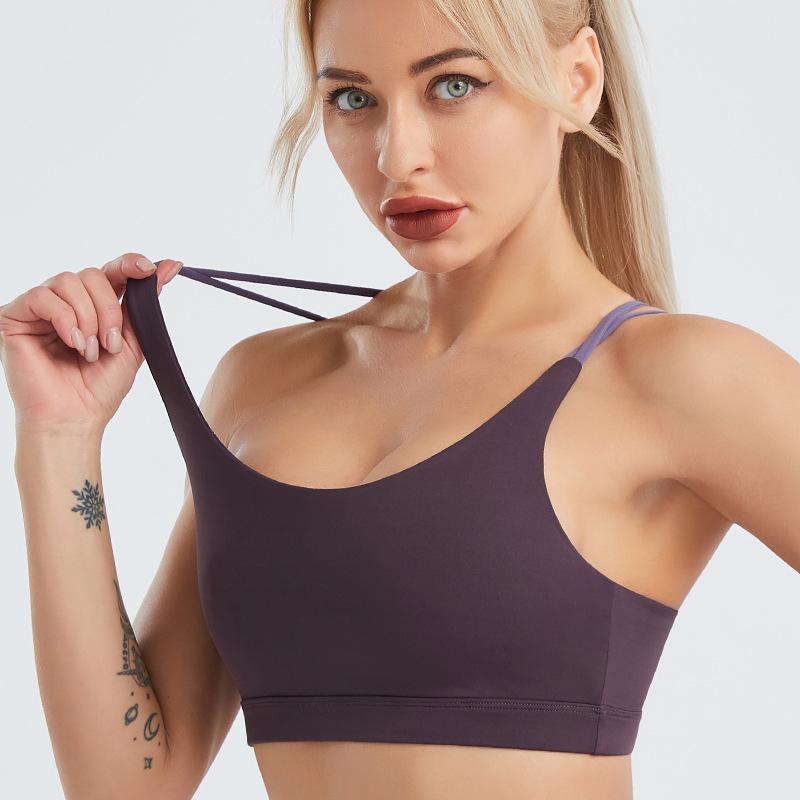 Yoga Bra Women'S Shockproof Gathered Fitness Clothes Fast Drying Naked Feeling Beautiful Back Sports Underwear Summer