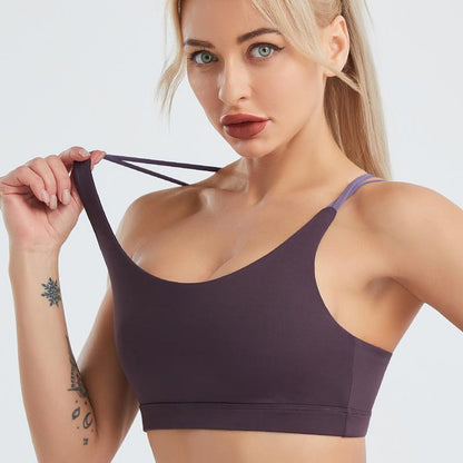 Yoga Bra Women'S Shockproof Gathered Fitness Clothes Fast Drying Naked Feeling Beautiful Back Sports Underwear Summer