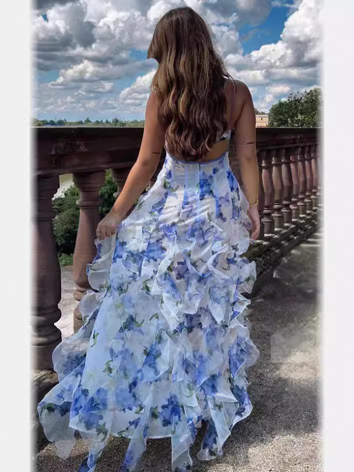 Off-The-Shoulder Chiffon Dress Elegant Long Evening Gown