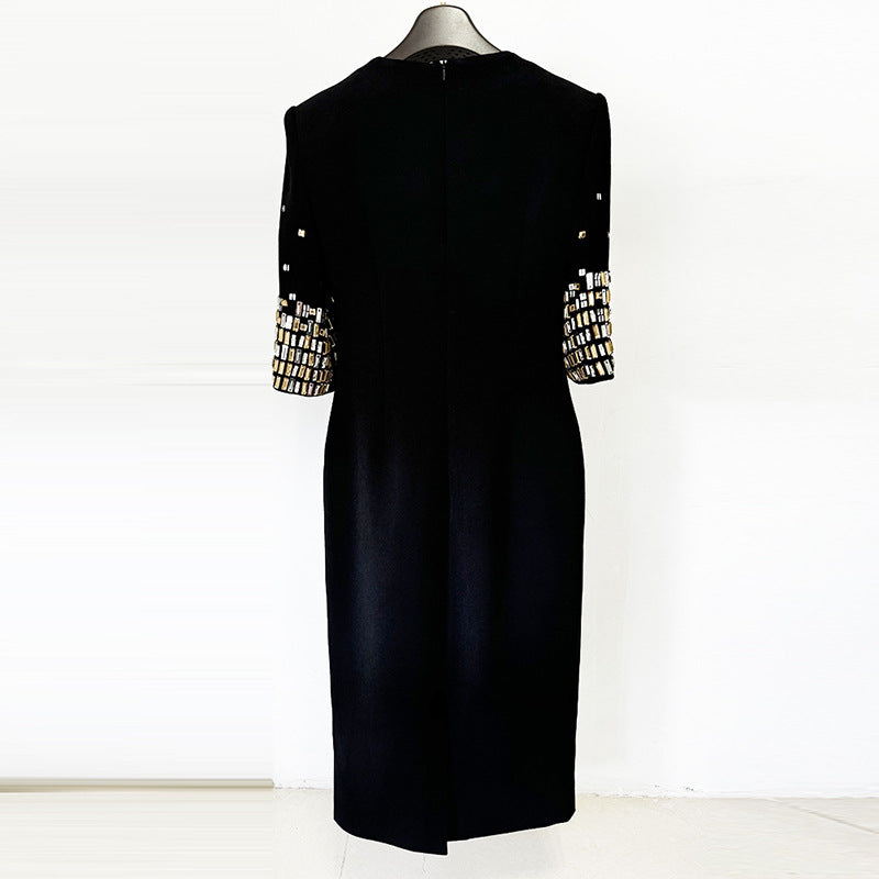 Elegant Beaded Dress with Short Sleeves