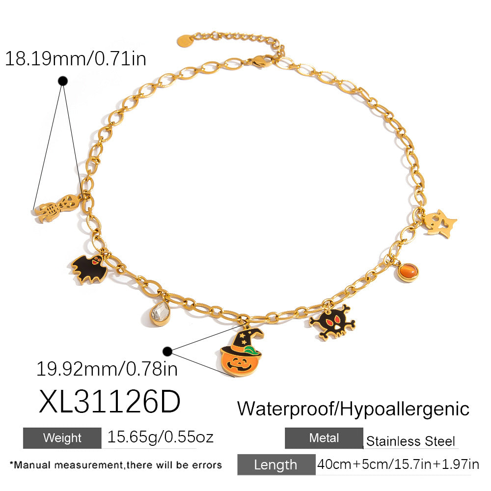 DIY Stainless Steel Halloween Necklace Bracelet Earring Set