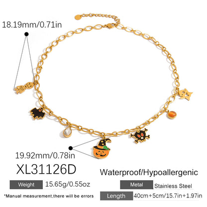 DIY Stainless Steel Halloween Necklace Bracelet Earring Set