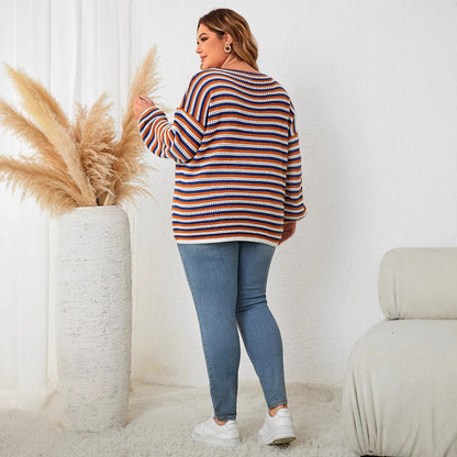 Casual Striped Loose Pullover Top for Women