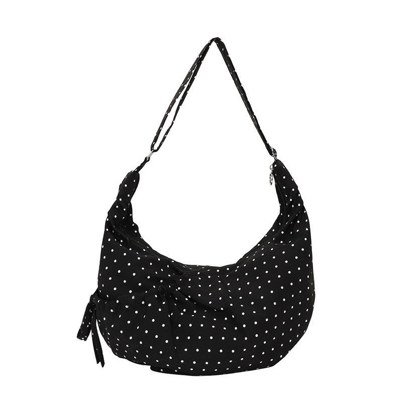 Casual Dotted Doughnut Bag Soft Canvas Shoulder Bag
