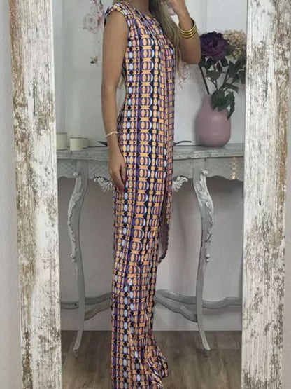 Trendy Floral Print Sleeveless Top and Long Pants Set