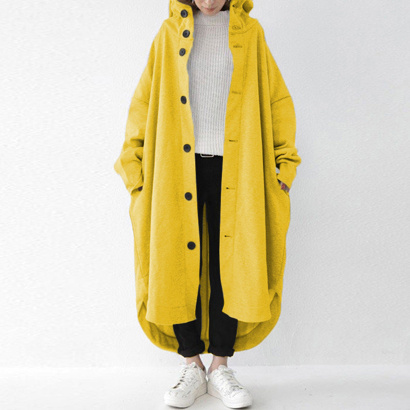 New Autumn And Winter Women'S Windbreaker Jacket, Women'S Hooded Mid Length Jacket