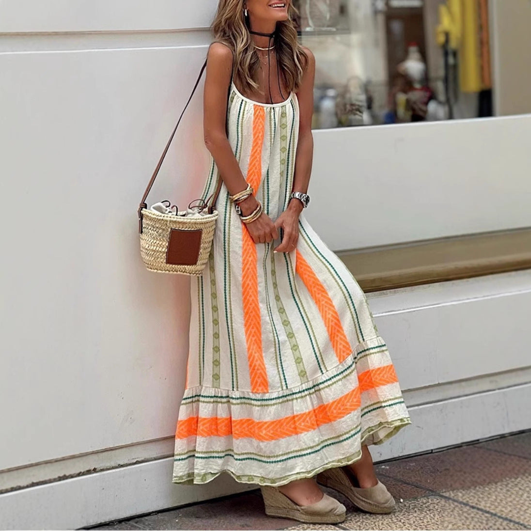 Bohemian Print Maxi Dress Lightweight Summer Casual Dress