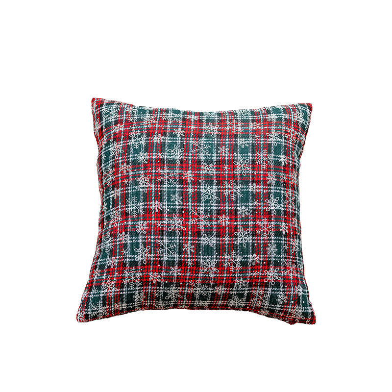 Classic Christmas Plaid Snowflake Throw Pillow Covers