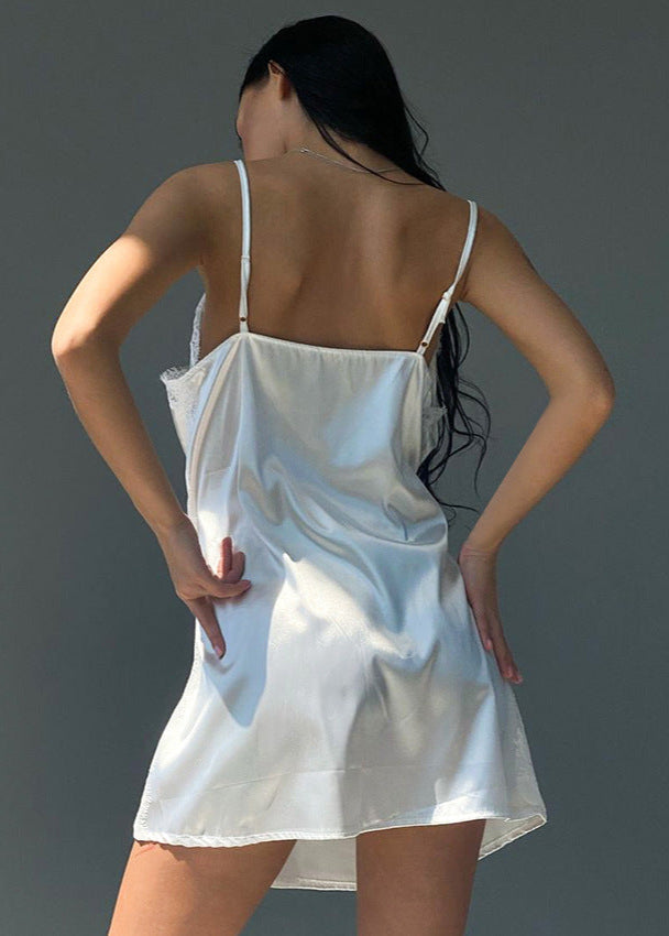 Satin Lace Nightwear Set With Slip Dress And Robe