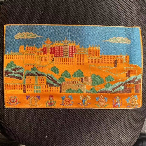 Tibetan Style Cloth Mat Embroidered With Eight Auspicious Crosses, Diamond Pestle, Bell Pestle, Tablecloth