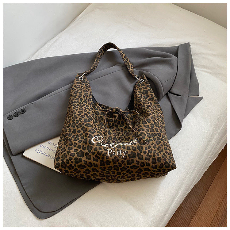Artistic Leopard Print Tote Bag Stylish Casual Large Capacity Bag
