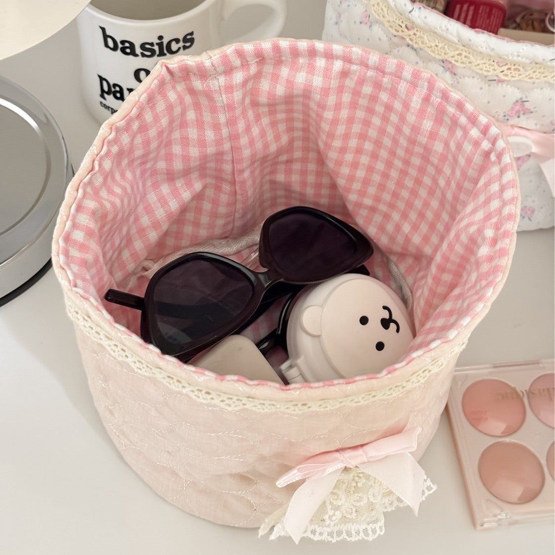 Sweetheart Lace Cylindrical Storage Basket Modern Minimalist Style
