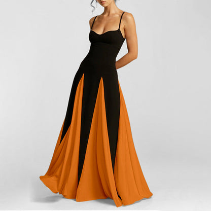 New Women's Casual A-Line Dress Solid Color Pleated Maxi Dress