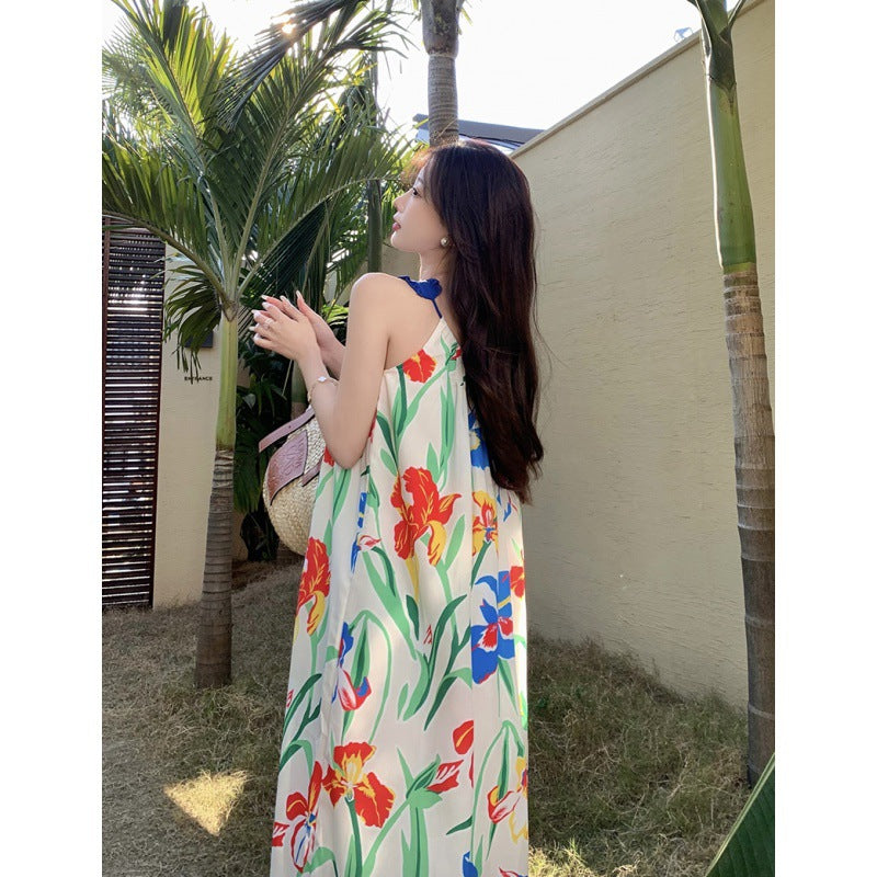 Seaside Holiday Beach Dress Women'S Summer New Print Suspender Dress