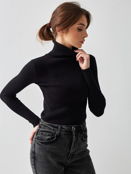 High Neck Knitted Sweater Comfortable Casual Pullover