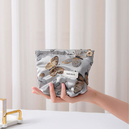 Vintage Butterfly Print Portable Makeup Bag