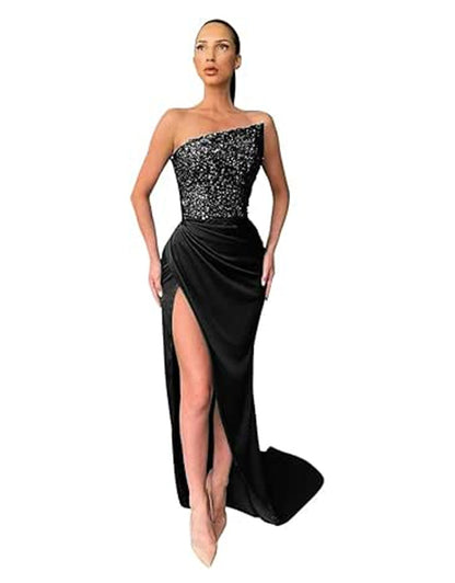 Green Sequin Evening Gown Sleeveless Elegant Maxi Dress