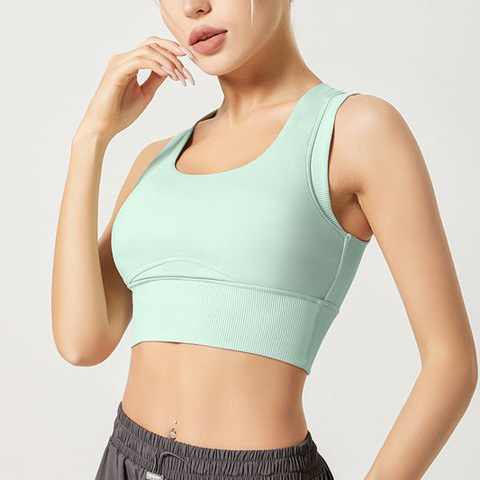 Threaded Sports Vest Bra Women'S Shockproof High-Strength Professional Fitness Yoga Clothes Top