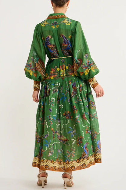 New Autumn Printed Cardigan With Large Swing And Long Sleeved Dress For Women
