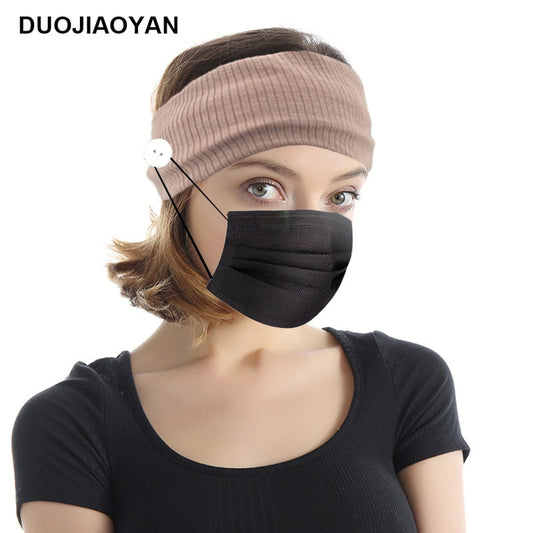 Sports Yoga Fitness Buns With Button Mask Anti-Restraint Headband Solid Color Parent-Child Couple Dress
