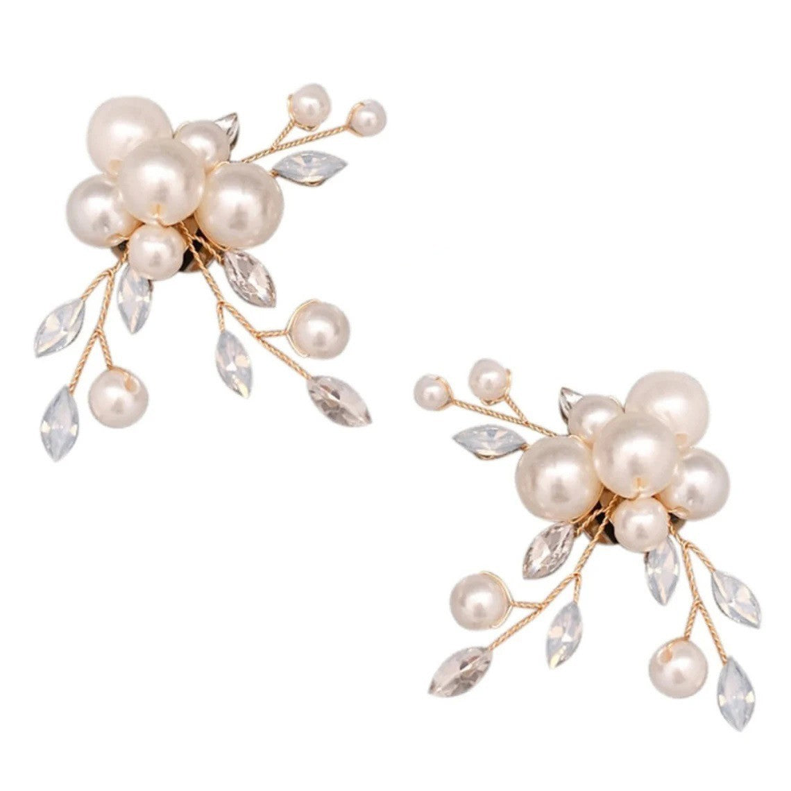 Removable Pearl Protein Blue Rhinestone Shoe Clips Floral Accessories