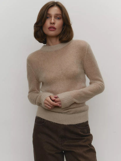Comfortable Knit Crew Neck Sweater for Women