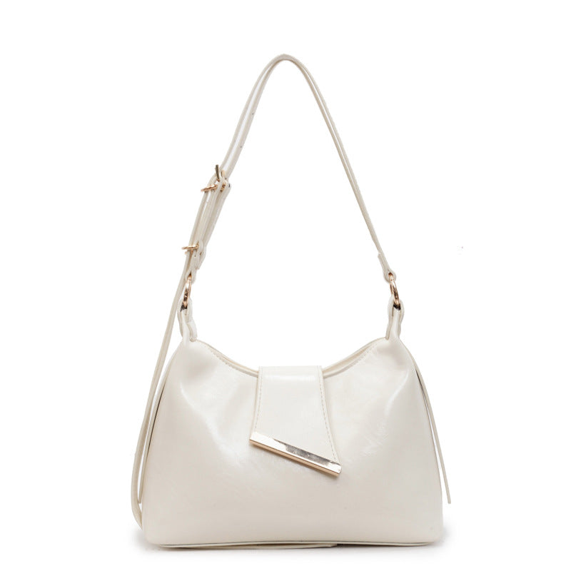 Minimalist Women's Shoulder Bag with Unique Closure Design