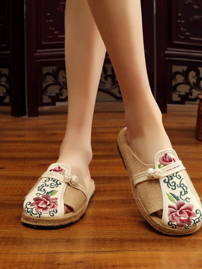 Women'S Old Cloth Shoes Women'S Slippers Linen Comfortable Soft Sole Home Slippers Non Slip Flat Shoes