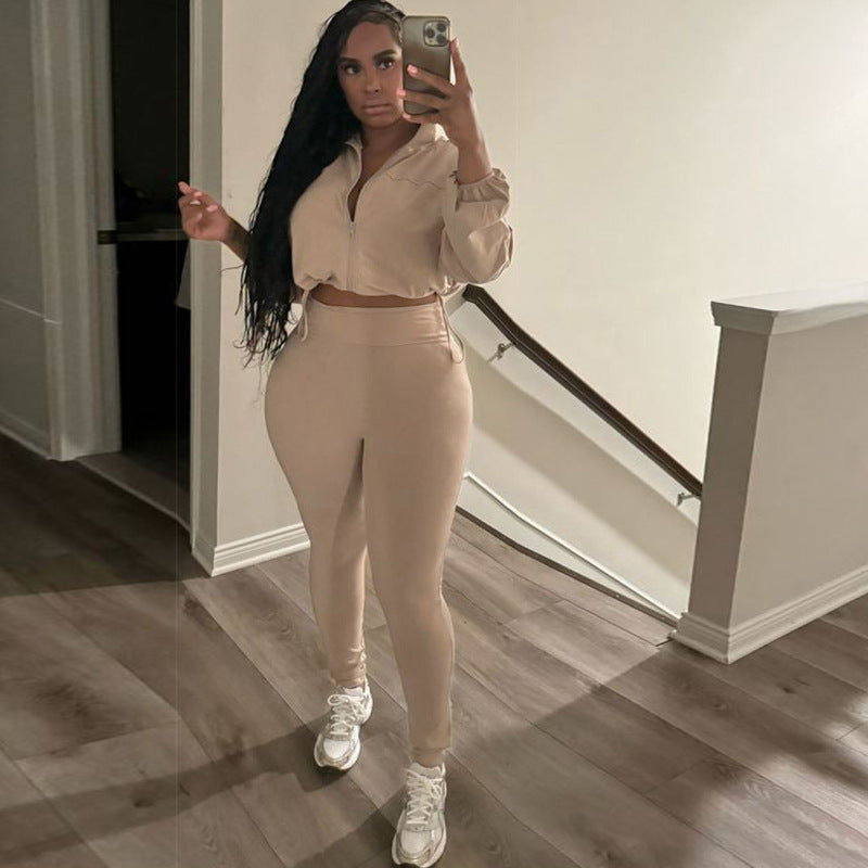 Sexy Crop Top And High Waist Pants Set For Women