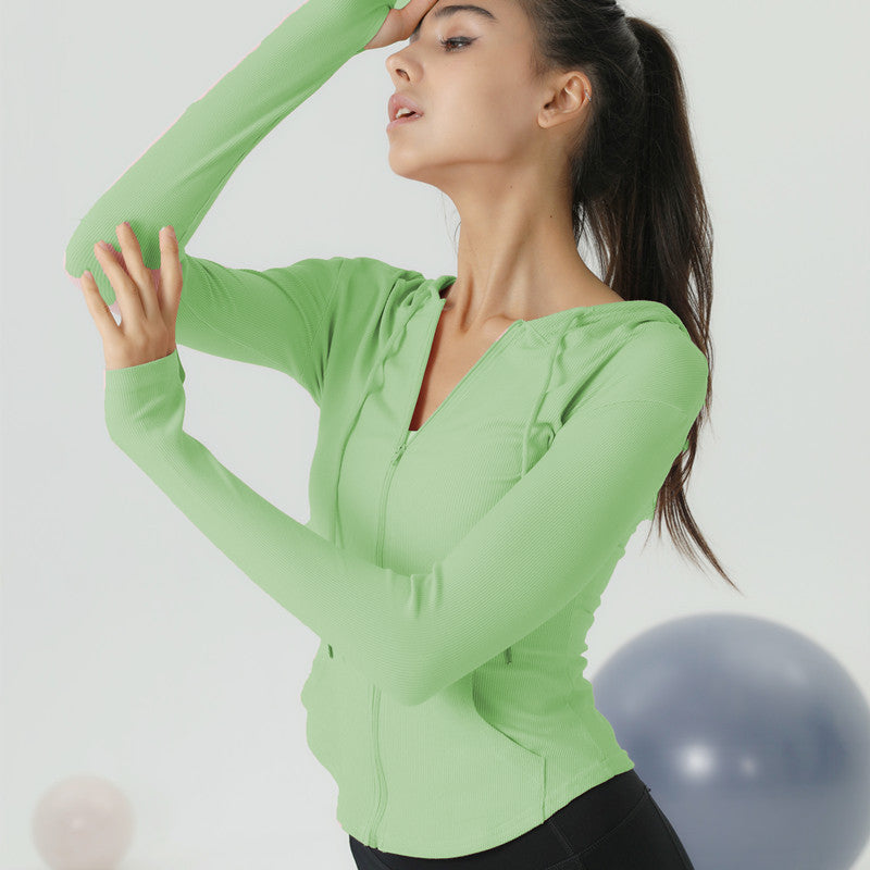 Sports Top Women'S Self-Cultivation Quick-Drying Long-Sleeved Short Casual Thin Coat Fitness Clothes