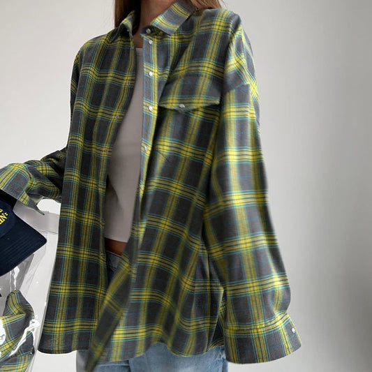 Casual Checkered Long Sleeve Button-Up Shirt