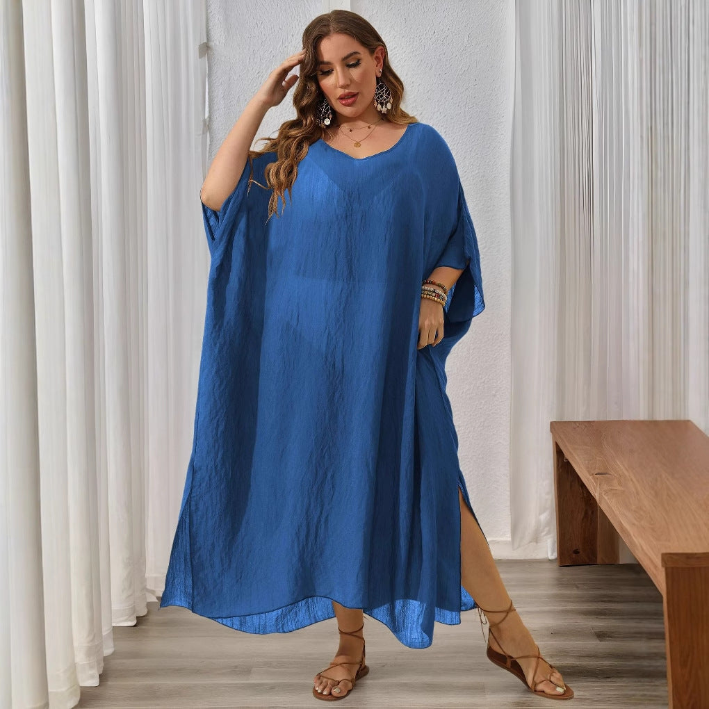 Women鈥檚 Maxi Dress Solid Color Loose Fit Beach Vacation Dress