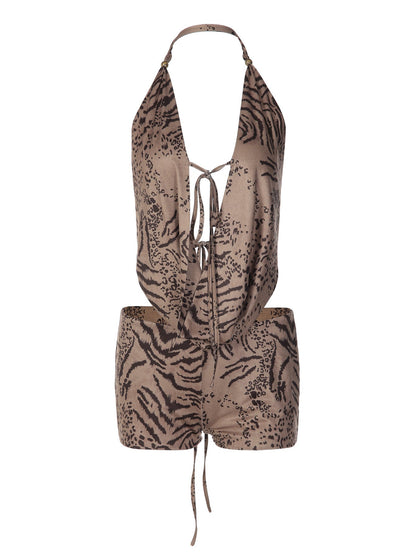 Sensual Cut-Out Tie Back Crop Top and Mini Skirt Set