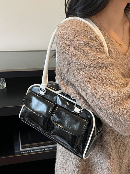 Trendy Color Block Shoulder Bag Spacious Tote for Women