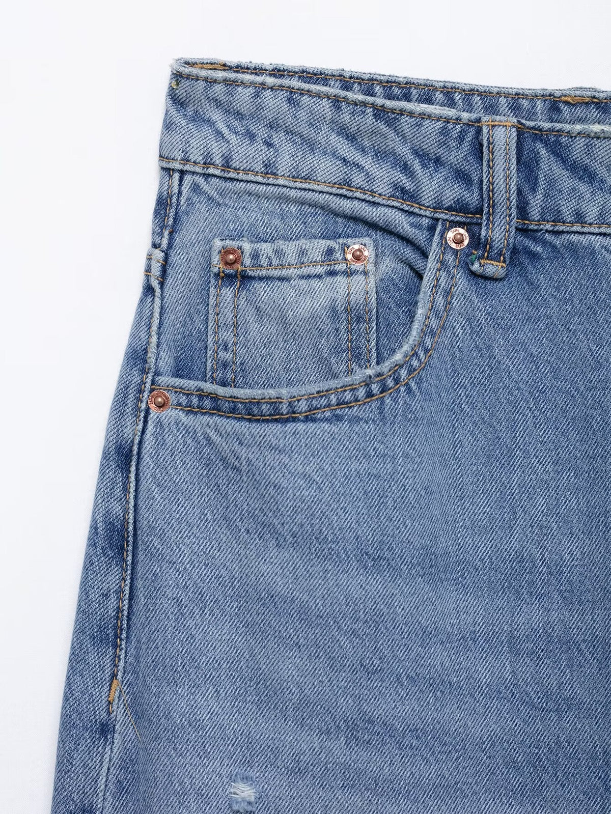 Casual Distressed Loose Mid Rise Jeans