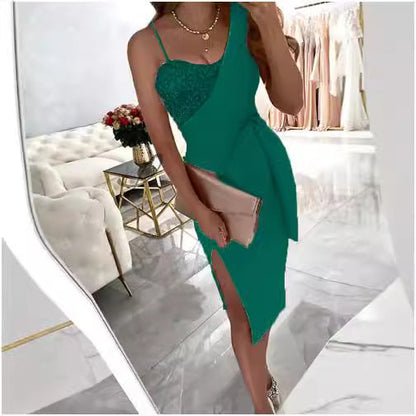 Fashionable Sleeveless Sequin Evening Dress for Women