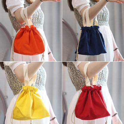 Solid Color Portable Lunch Bag with Drawstring Closure