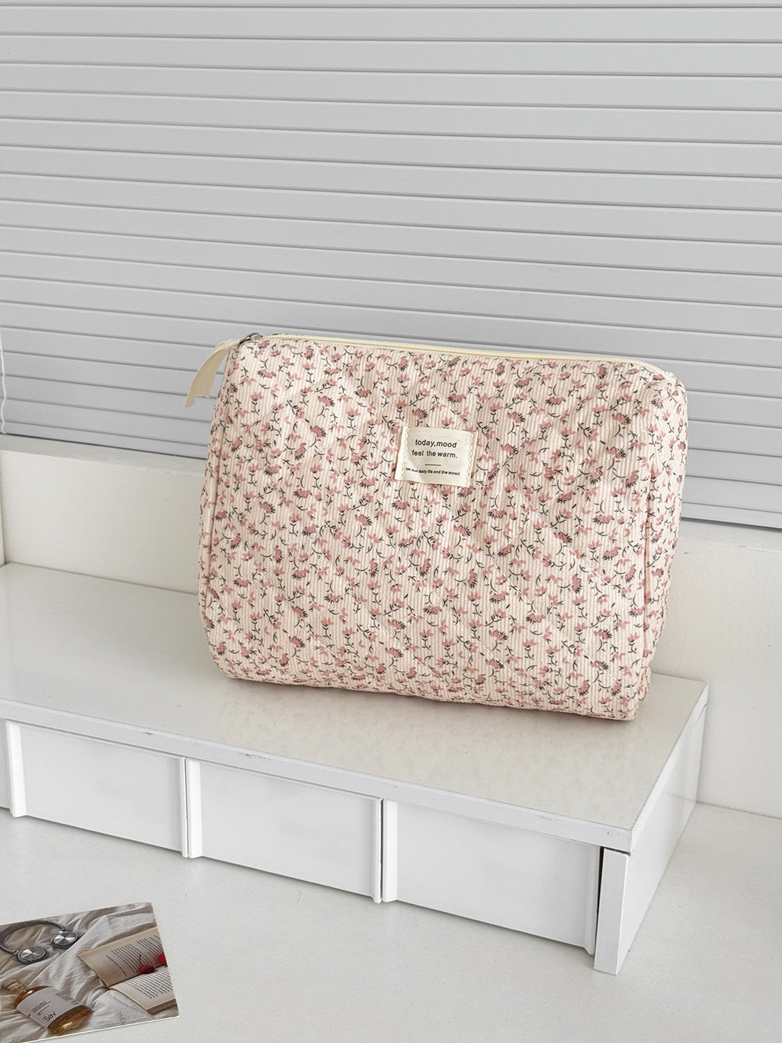 Floral Corduroy Makeup Bag Versatile Travel Organizer