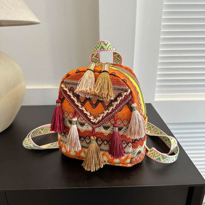 Bohemian Fringe Backpack Lightweight Casual Travel Bag