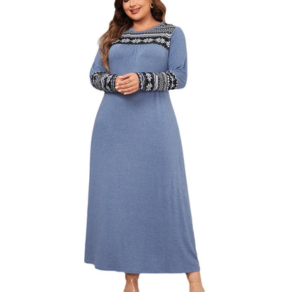 Geometric Print Maxi Dress Trendy Casual Polyester