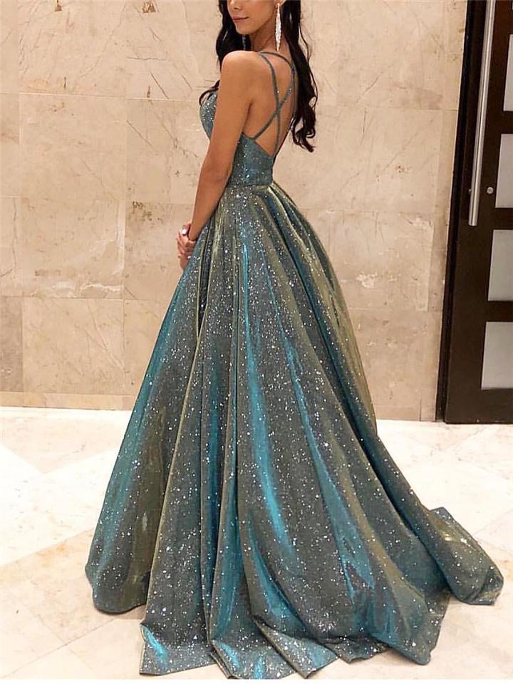 Elegant A-Line Evening Dress With Sequins