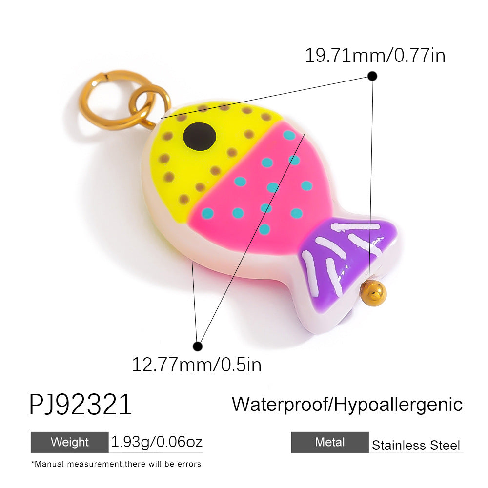 Stylish Ocean-Themed Stainless Steel DIY Pendant Heart Fish Charm