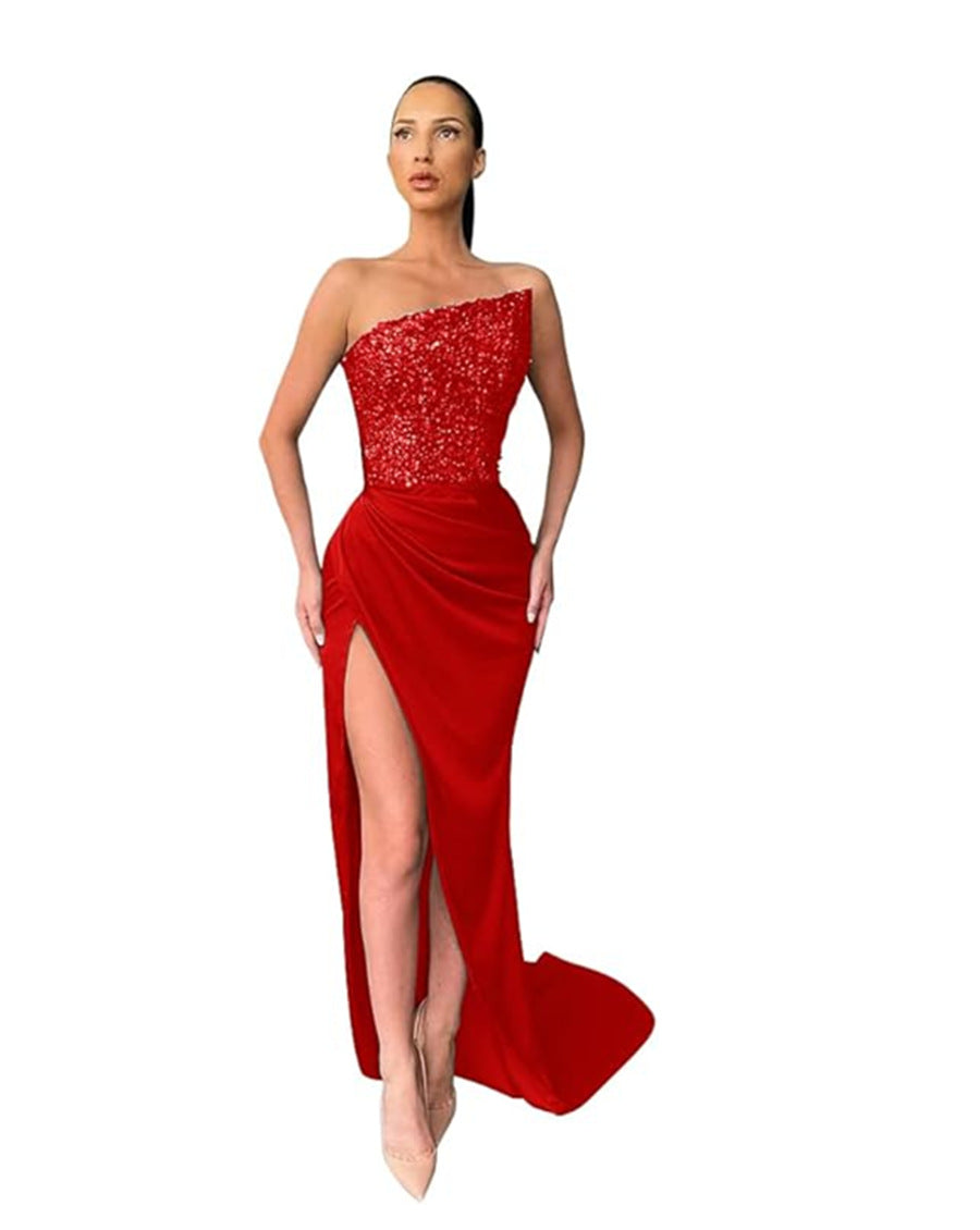 Green Sequin Evening Gown Sleeveless Elegant Maxi Dress