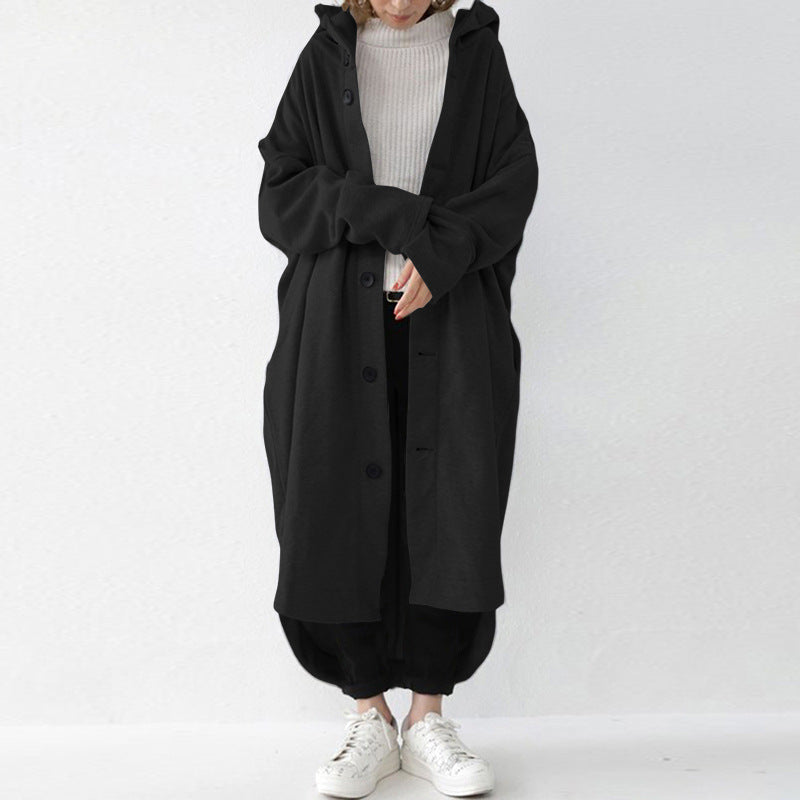 New Autumn And Winter Women'S Windbreaker Jacket, Women'S Hooded Mid Length Jacket
