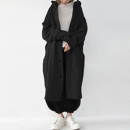 New Autumn And Winter Women'S Windbreaker Jacket, Women'S Hooded Mid Length Jacket