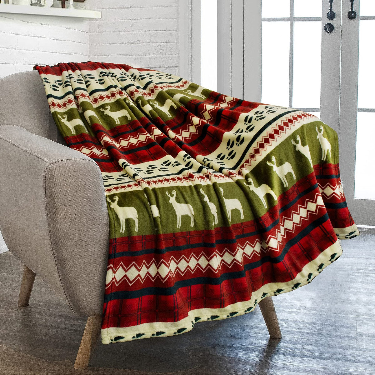 Soft Christmas Reindeer Warm Throw Blanket