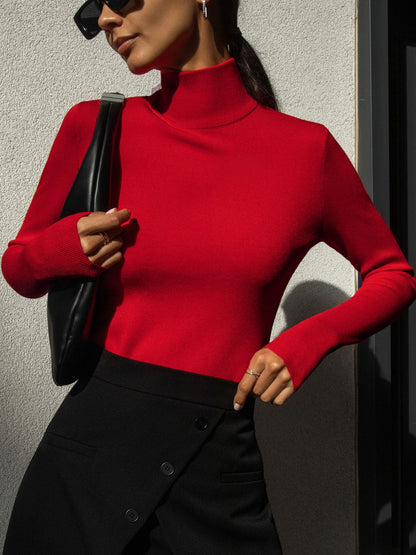 Elegant Turtleneck Long Sleeve Sweater for Casual Wear