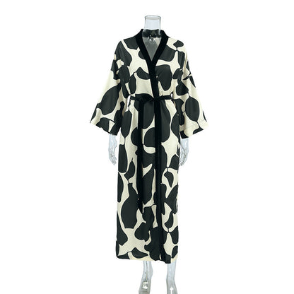 Contrast Color Print Homewear Dress
