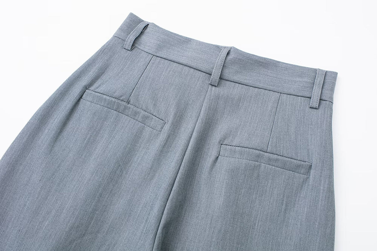 Casual High Waisted Pleated Loose Dress Pants