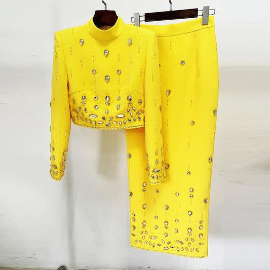 Beaded Short Top Long Skirt Set